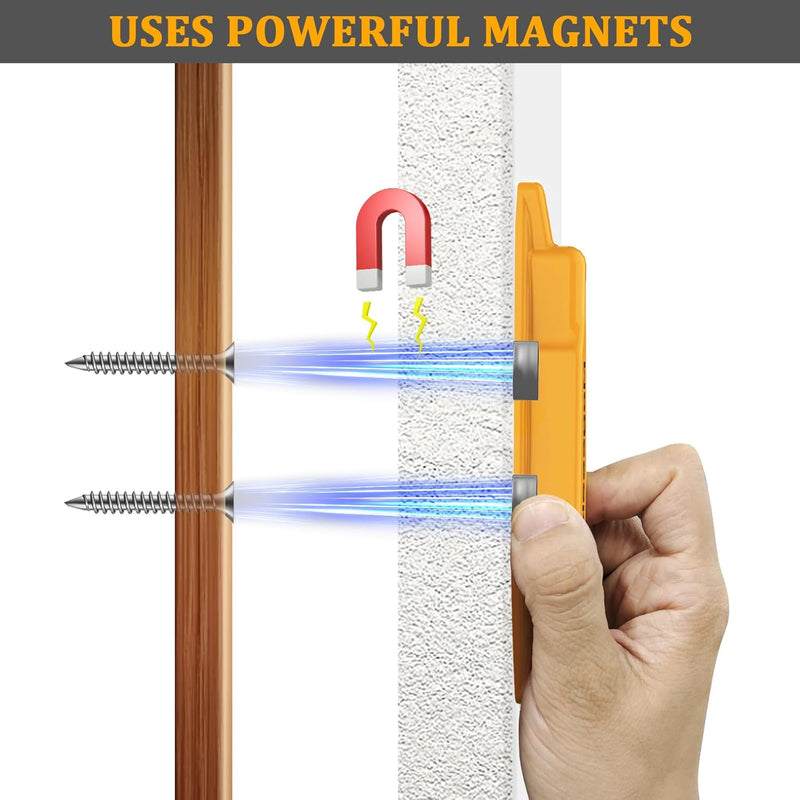 6 PCS Magnetic Stud Finder Easy to Use, Locate Screws, Nails, Metal Studs Compatible with All Drywall Construction Orange, 6 Pcs