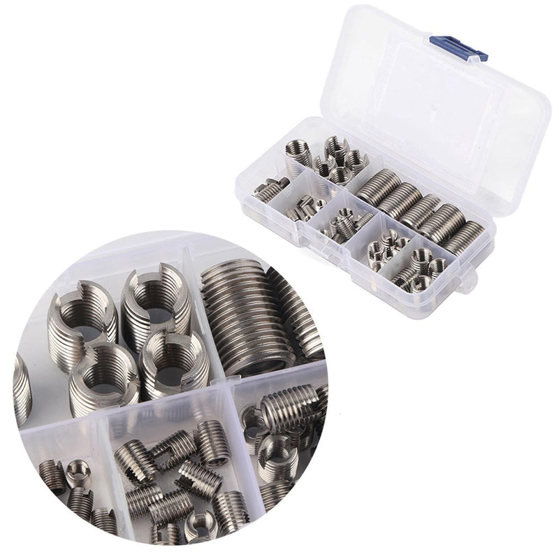 50Pcs Quick Thread Insert with Storage Case, 302 Stainless Steel Inner Thread Self Tapping Thread Inserts Set, High Hardness and Low Abrasion Thread Reinforce Repair Tool