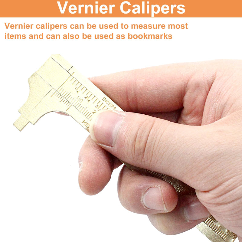 Piutouyar 100mm/4" Pocket Vernier Caliper Ruler, Brass Sliding Gauge Pocket Caliper, Mini Measuring Tool Double Scale mm/inch Metal Handy Caliper