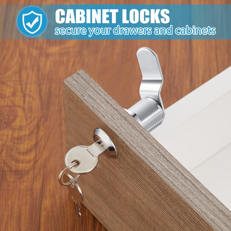 Kenning 24 Sets Cabinet Locks with Keys for Secure Drawer Mailbox RV Storage Box Replacement Lock, Zinc Alloy(1-1/8'' Cylinder Length, 0.9'' Max Panel Thickness) 1-1/8'' Cylinder Length, 0.9'' Max Panel Thickness