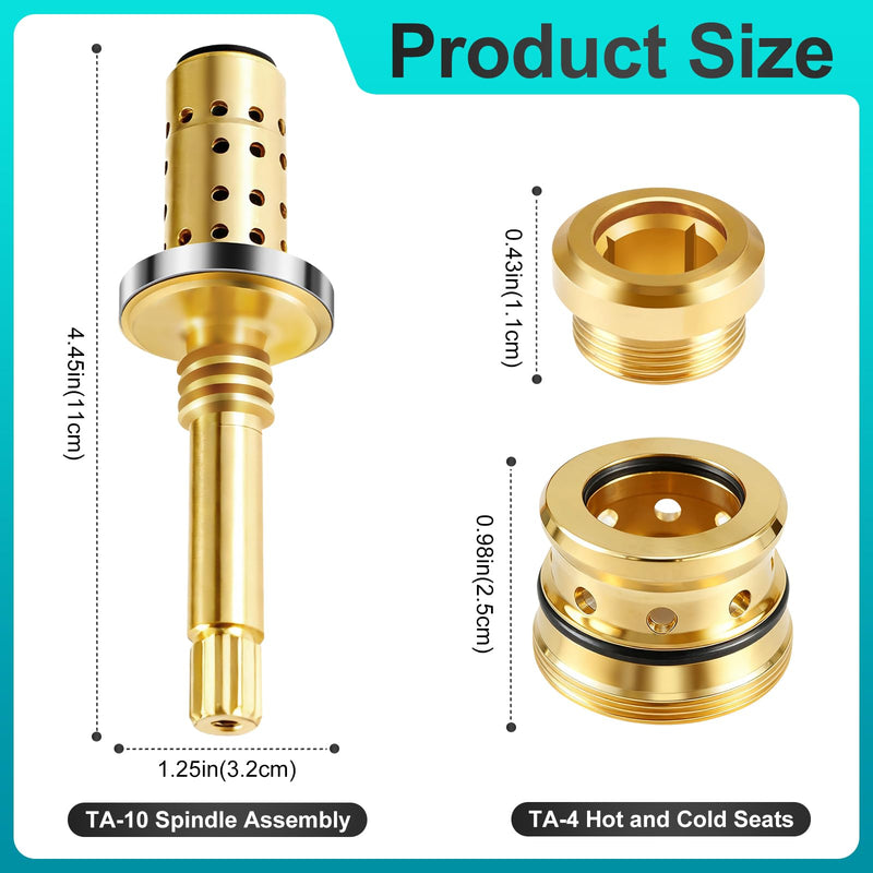 REB Shower Valve Rebuild Kit, TA-10 Flow Control Spindle Assembly, TA-4 Hot and Cold Seats, T-35A/B Seat Removal Tools Compatible with Symmons Temptrol Shower Valve, Brass