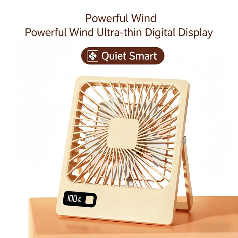 Portable Desk Fan, Small USB Rechargeable Fan with LED Display, 5 Speeds, Foldable Personal Fan for Office Home Travel Gift for women (Pink) Pink