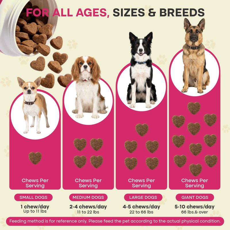 Dog Multivitamin Chews, Pet Vitamins and Supplements for Joint, Coat, Digestive Health and Immune System, Contains Vitamins, Minerals and Lysine, for Puppies, Senior Dogs and Pregnant Dogs