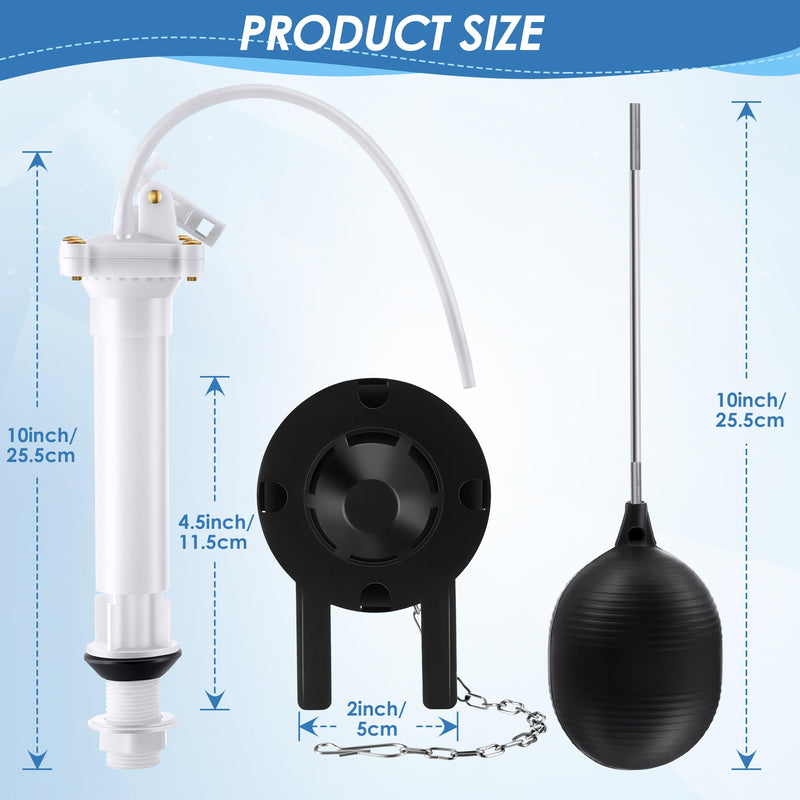 Dreyoo Universal Toilet Tank Repair Kit Compatible with Danco 80816, Toilet Repair Parts Fill Valve, Flapper, Rod, Float Replacement, Toilet Repair Kit for 8.5 Inch Tanks, Toilet Tank Flapper Replace