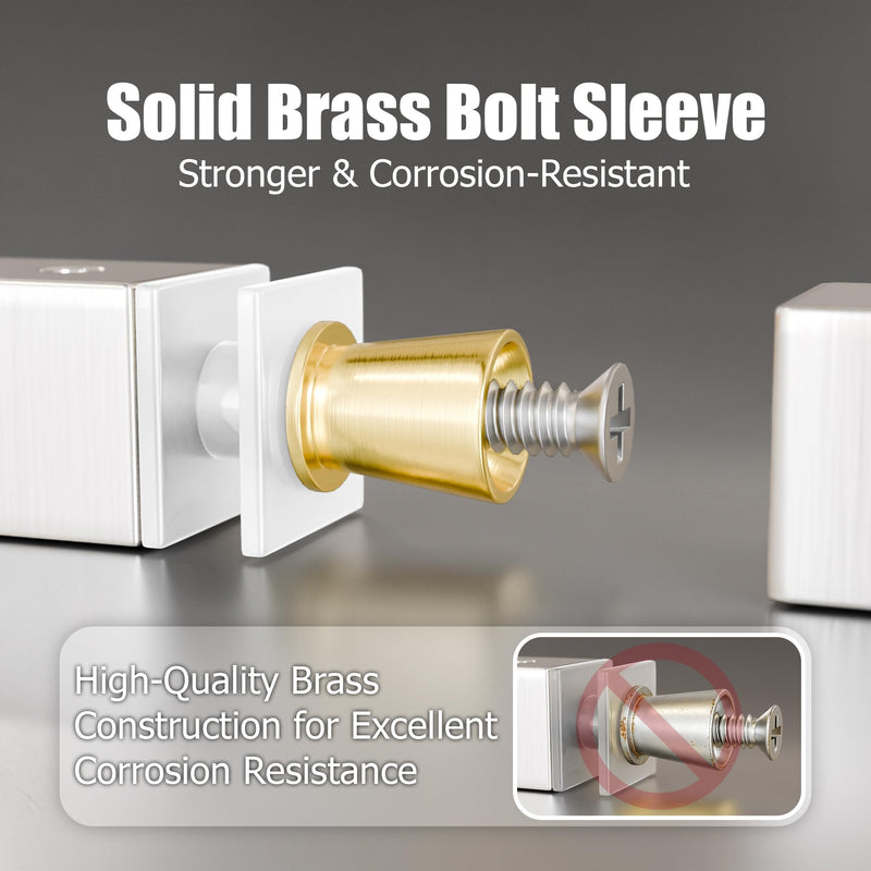 Ranbo 6" Center-to-Center Brushed Nickel Glass Shower Door Handle, Back-to-Back Square Tube Pull, Fits 1/4" to 3/4" Glass and 1-3/8" to 2-3/16" Wood Doors, 1.0mm Thick 304 Stainless Steel 6 Inch