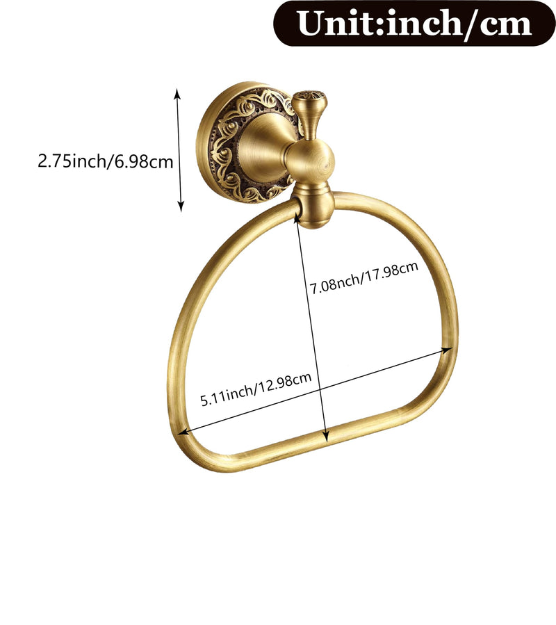 Brass Towel Ring - Bronze Towel Racks Wall Mounted Hand Towel Holder for Bathroom - Kitchen & Bathroom Towel Rack - Brass Towel Hanger - Bathroom Towel Holder - Hand Towel Rack