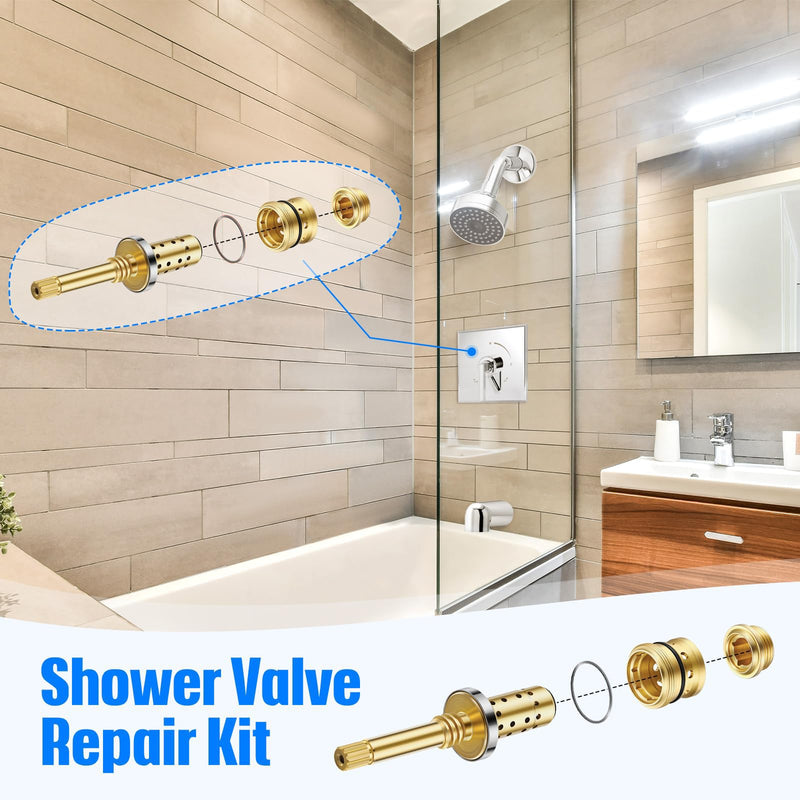 Dreyoo 2 Set Valve Rebuild Kit Replacement Compatible with Symmons Temptrol Valve, TA-10 Spindle Assembly, TA-4 Hot and Cold Seats, T-11 Washer, Fix Tub/Shower Valve Leak, Solid Brass