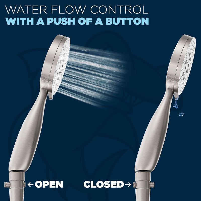HammerHead Showers® Solid Metal Shower Head Shut Off Valve - Brushed Nickel - Brass Shower Head Valve Reduces Flow To A Trickle - Universal Shower Shut Off Valve - Plumbing Code Compliant