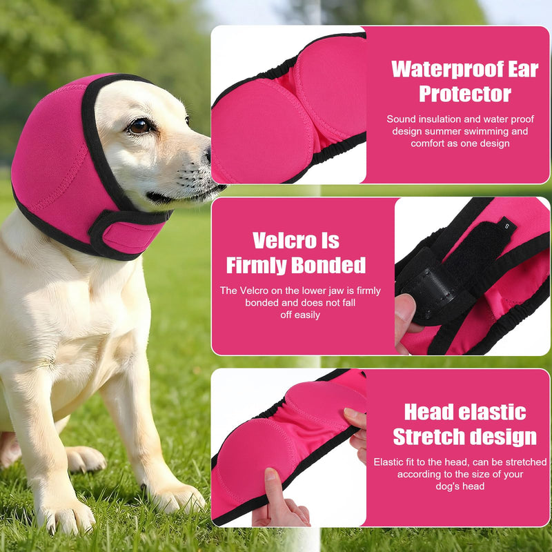 Dog Ear Muffs, Dog Ear Cover for Noise Protection & Bath, No Shake Ear-Wraps for Dogs, Dog-Ear Protection for Noise, Ears Muffs for Grooming/Head Ears Cover (Pink, M)