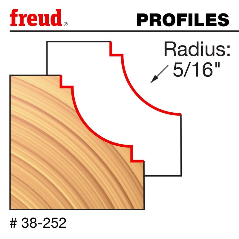 Freud 38-252: 5/16" Radius Classical Cove Bit with 1/4" Shank