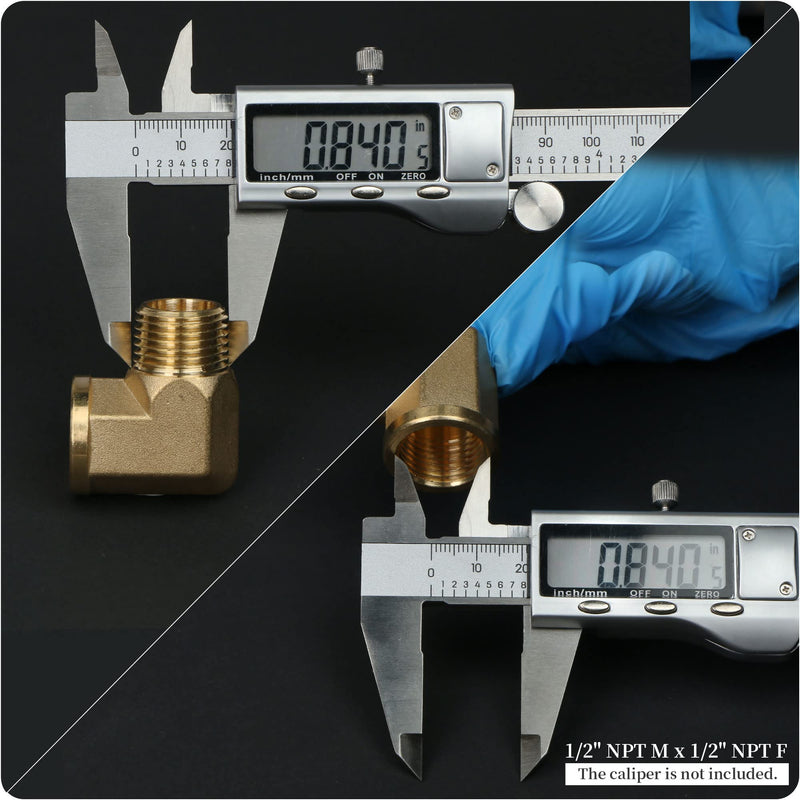 U.S. Solid 2pcs 90 Degree Barstock Street Elbow Brass Pipe Fitting 1/2" NPT Male Pipe to 1/2" NPT Female 1/2" NPT Male x 1/2" NPT Female