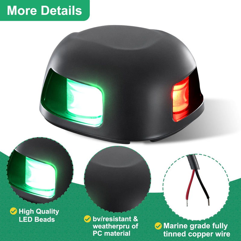 Bow Lights for Boats,Boat Navigation Lights LED 12V Waterproof Red and Green boat running lights for Fishing Boat,Skiff,Yacht
