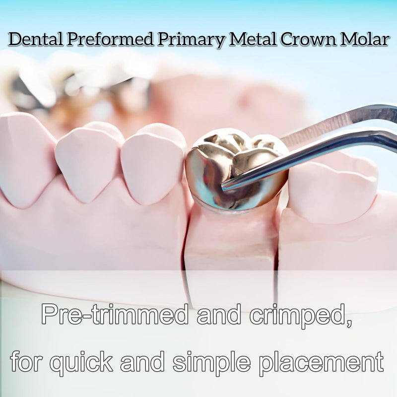 Dental Molar Metal Crowns Stainless Steel Chewing Function Dental Primary Metal Crowns Pack of 5(DUR4) DUR4