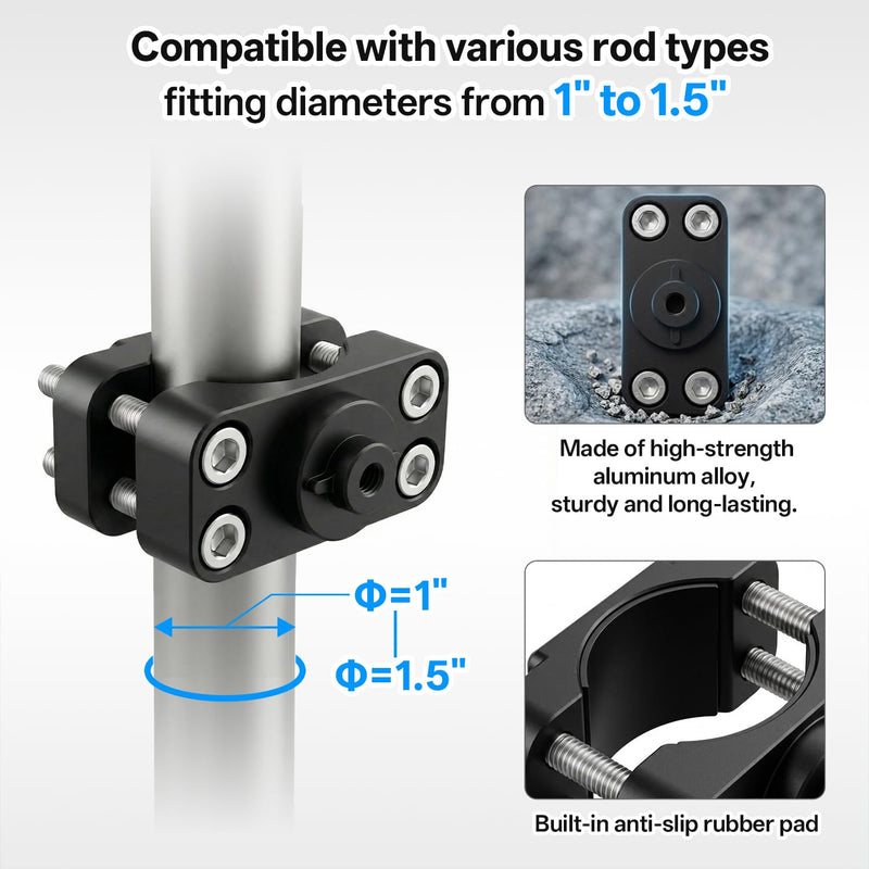 Adjustable Transducer Pole Clamp Mount Compatible with Lowrance Eagle Eye 9, Fits Round Pole 1