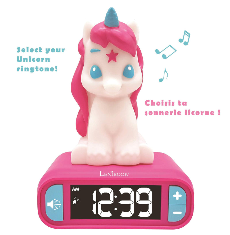 LEXiBOOK - Unicorn Digital Alarm Clock for Kids with Night Light, Snooze and Unicorn Sound Effects, Childrens Clock, Luminous Unicorn, Pink Colour - RL800UNI