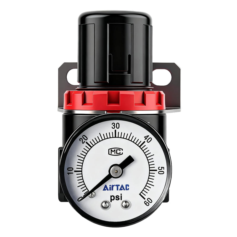 Low Pressure Air Compressor Regulator Airtac AR2000-C 1/4'' NPT with Bracket and Gauge 0-60 PSI Adjustable Low Pressure AR2000C 1/4'' NPT 0-60 PSI