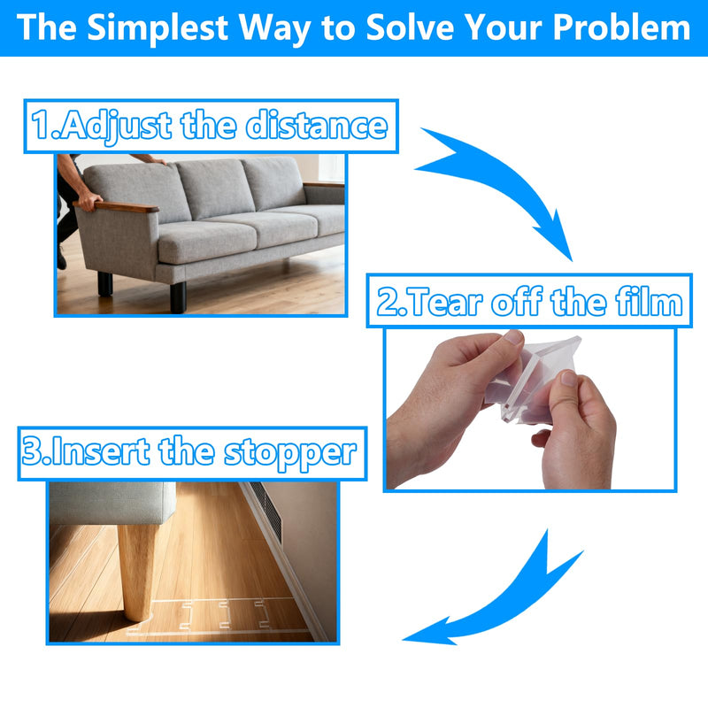 Clear Furniture Wall Spacers, 4-Pack Adjustable Couch & Bed Stoppers - Prevent Fire Risks from Heaters, Protect Walls from Hitting, Keep Space for Curtains, Outlets and Vents Rectangular 9 inch 4 Pcs