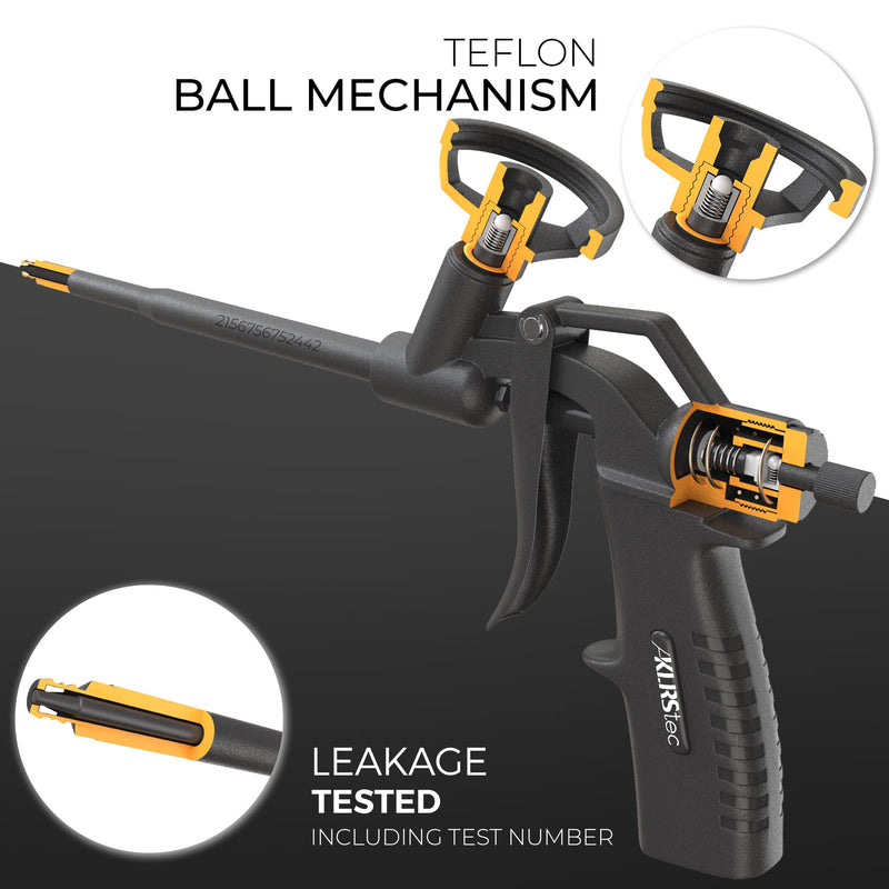 KLRStec Premium PU foam gun Teflon coated (PTFE) - professional construction foam gun for gun foam/construction foam