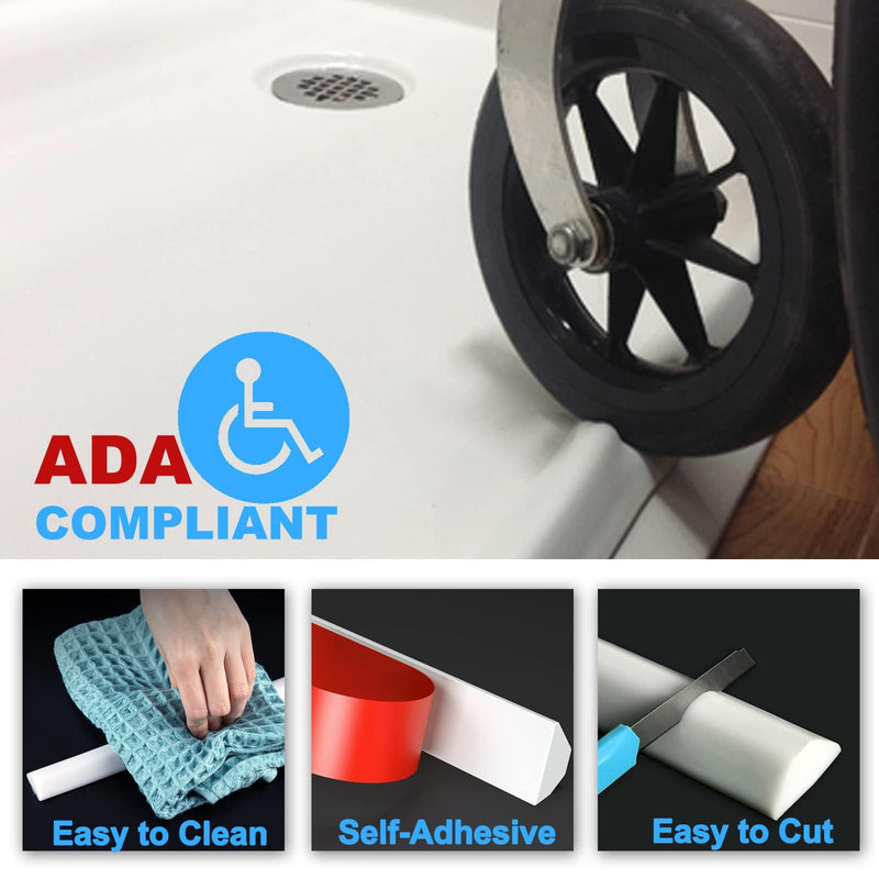 Duzzy 67 Inch Collapsible Shower Water Dam, Shower Threshold Water Stopper Barrier and Retention System and Keeps Water Inside Threshold Dry and Wet Separation, Suitable for Bathroom & Kitchen White - NewNest Australia
