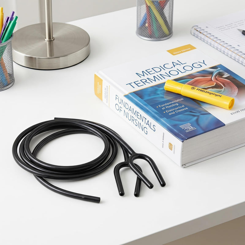 ULTECHNOVO 2-Pack Stethoscope Tubing Replacement Parts: 60cm Black Y-Shaped Flexible Tube for Nursing School Supplies - Latex Free Premium PVC Stethoscope Accessories Fit for Doctors and Students