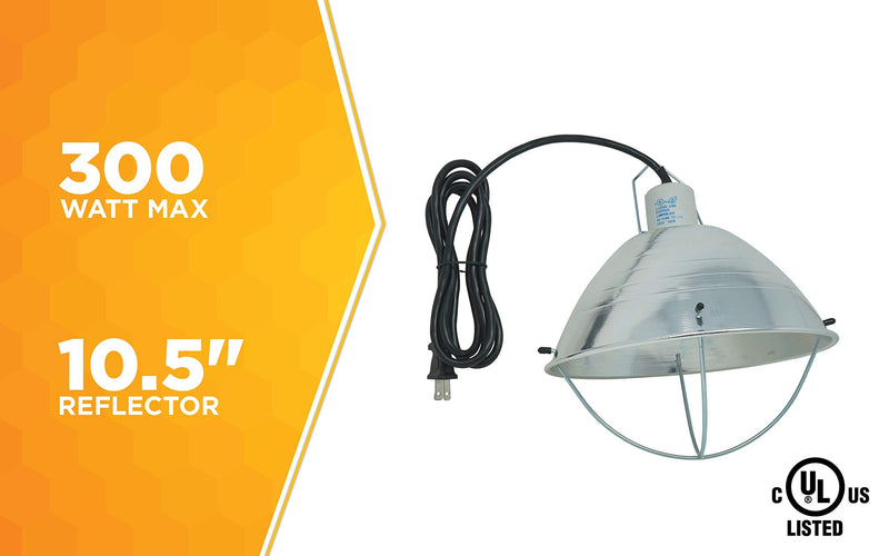 Woods 0165 Brooder Lamp with Bulb Guard;10.5 Inch Reflector and 6 Foot Cord (250 Watt; 18/2 SJTW); 0