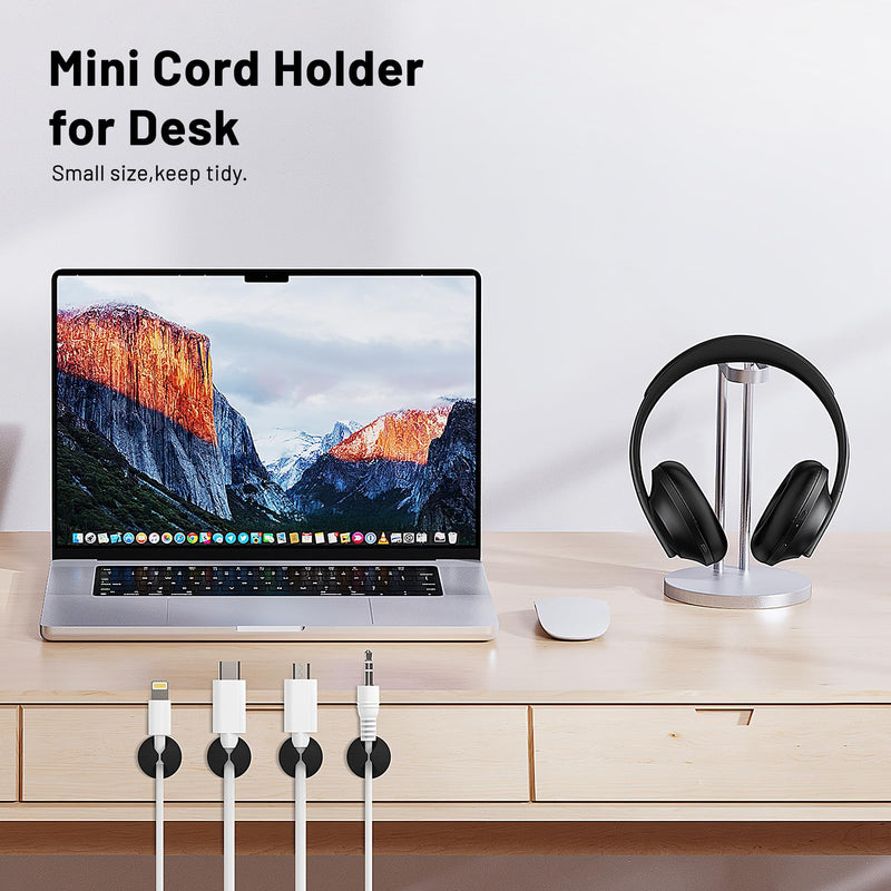 18 Pack Mini Cable Clips, Znben Cord Organizer Holder Adhesive Cord Management Charger Wire Holder Clips for Desk, Home, Office, Car, Cubicle, Nightstand Black