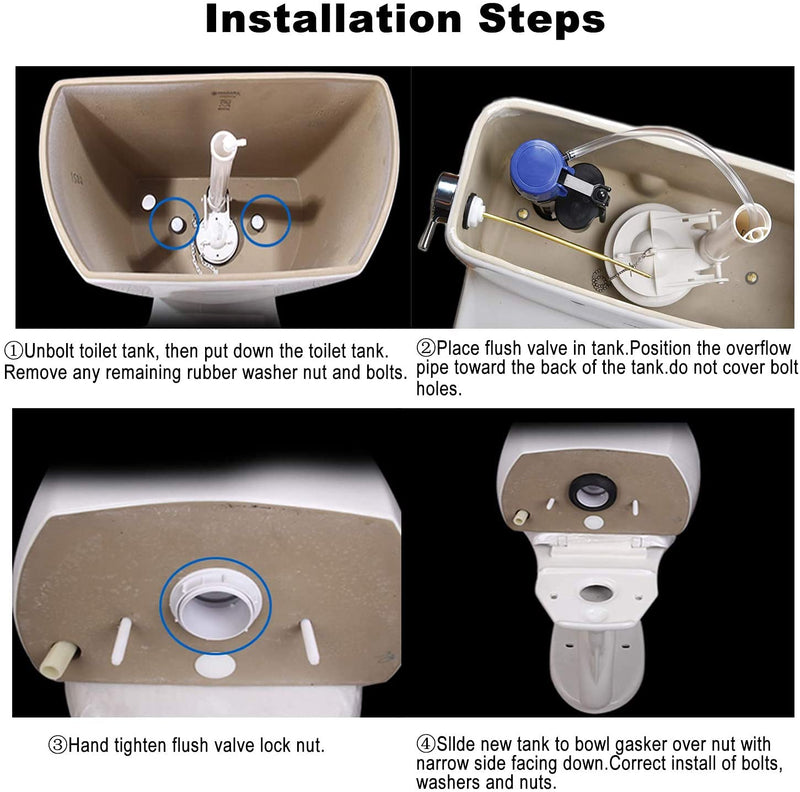3-Inch Flush Valve Replacement Kit With Gasket and Bolts - Compatible With American Standard 738921-100.0070A Two-Piece Toilet for 3-inch drain holes