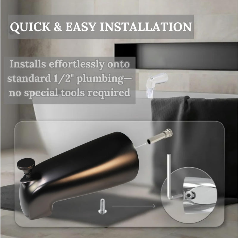 Westbrass A311-12 5-1/2" Reach Brass Wall Mount Tub Spout with Nose Diverter, Oil Rubbed Bronze