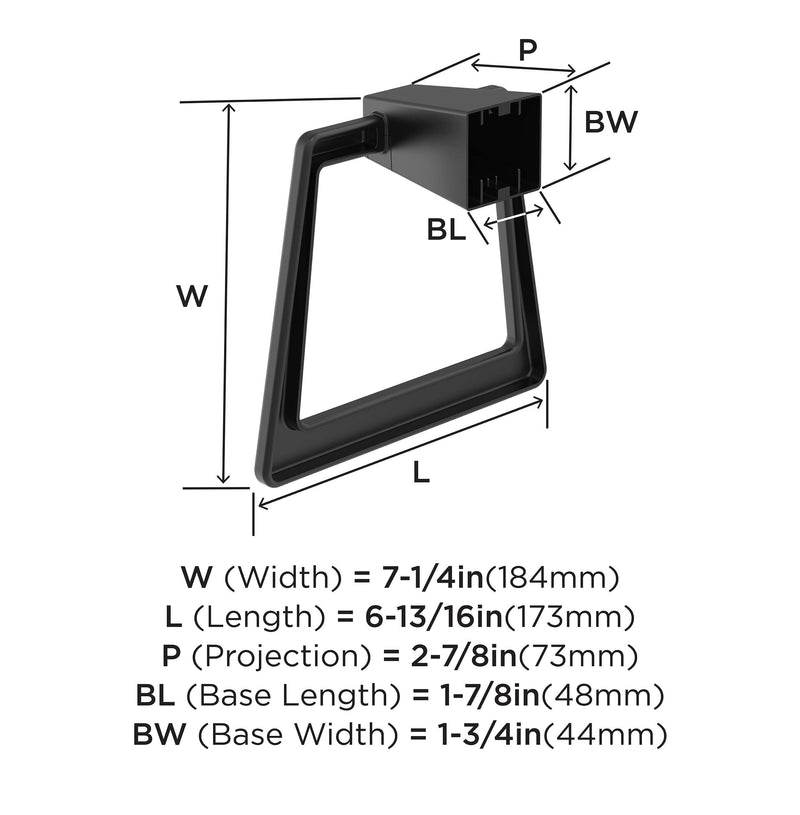 Amerock BH36002MB | Matte Black Towel Bar | 6-13/16 in (173 mm) Length Towel Holder | Blackrock | Hand Towel Holder for Bathroom Wall | Small Kitchen | Bath Accessories