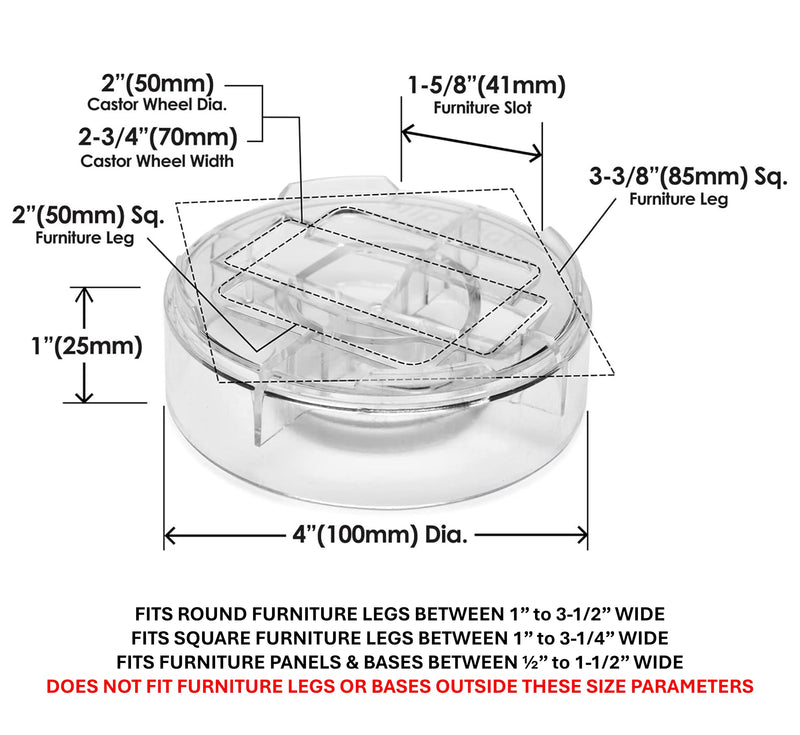 Slipstick CB658 Stack-Its 1 Inch Adjustable Bed Risers/Furniture Risers (Set of 8) Lifts Height 1", 2", or 3" When Stacked - Clear Heavy Duty Raisers 4" W x 1" H