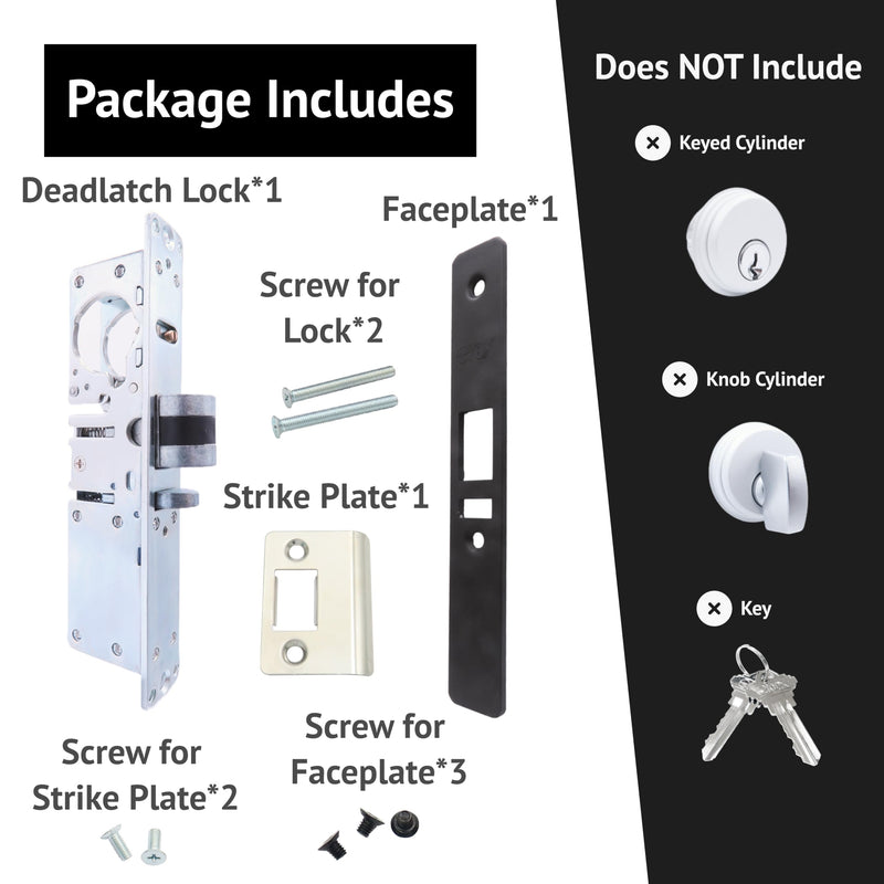elox Narrow Stile Aluminum Door Mortise Deadlatch Lock, Handing Reversible Latch, 31/32" Backset, w/Bronze Duronodic Finish faceplate DU