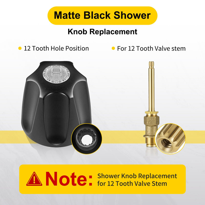 Tub Shower Trim Kit – 3 Piece Shower Knob (Included Flange Base) with 4-in-1 Tub Spout Adapter – Compatible with Pfister Verve & 3-Handle Bathtub Faucets – Fits 1/2" & 3/4" IPS Connections Shower Knob + Tub Spout + Base Matte Black