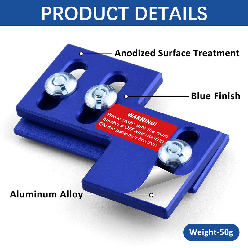Generator Interlock for Thomas & Betts, Challenger, Westinghouse 150 or 200 A mp Panels with 1 to 1 1/8 Inches Spacing, Blue