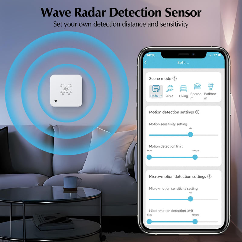 eMylo WiFi Human Presence Sensor, WiFi Millimeter Wave Radar Detection - No Hub Needed, 24/7 Smart Detection for Home & Business, Compatible with TUYA/Smart Life(2.4 GHz Wi-Fi Required) (3) 3