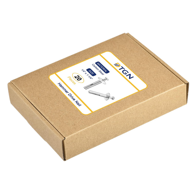 1/4" x 1-1/4"(D x L) Hammer Drive Nail - 20Pack - Good for Concrete Drywall - Carbon Steel Drive Expansion Anchors - Silver 20