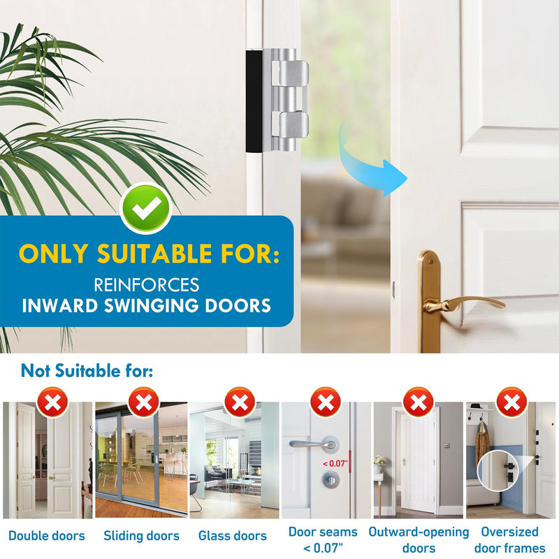 4 Pack 800 lbs Door Reinforcement Lock – Child Proof & Anti-Kick Security Locks for Whole Home Safety – Easy Install Anti-Kick Lock for Inward Doors – Prevents Forced Entry & Unauthorized Access 4 Pack