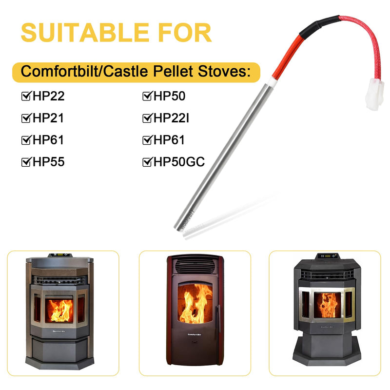 Pellet Stove Igniter for Comfortbilt HP22, HP50, HP21, HP22I, HP61, HP22N, HP55, HP50GC. 6" Ignitor1 IG-1 Replacement Parts for Comfortbilt/Castle Pellet Stoves Models.