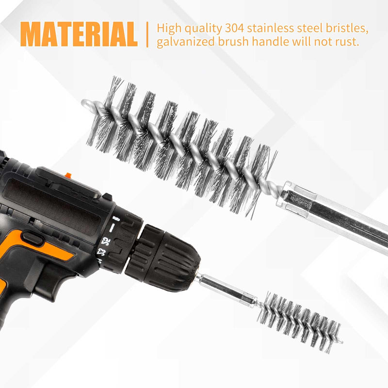 6Pieces Wire Brush Drill Bore Cleaning Brush Set,with 1/4 Inch Hex Shank Stainless Steel Wire Twisted Brush for Drill Impact Driver 6
