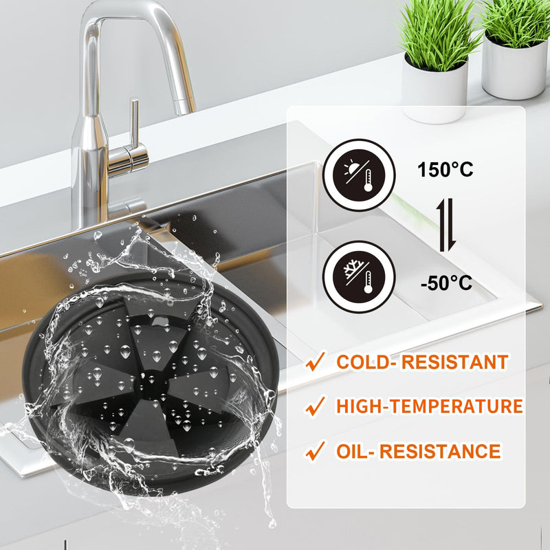 2Pcs 3 3/8" Garbage Disposal Splash Guard, Quiet garbage disposal rubber drain insert, Sink Splash Guard QCB-AM Replacement for InSinErator Evolution Series, Removable Garbage Disposal Parts Black 3 3/8" 2Pack