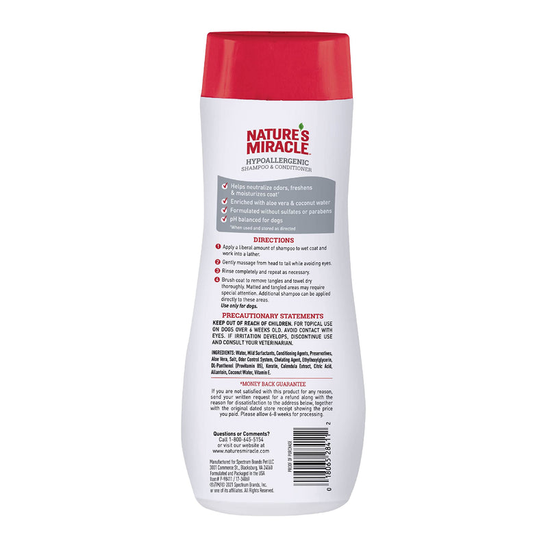 Nature’s Miracle Hypoallergenic Shampoo & Conditioner for Dogs, 16 Oz, Unscented - PawsPlanet Australia