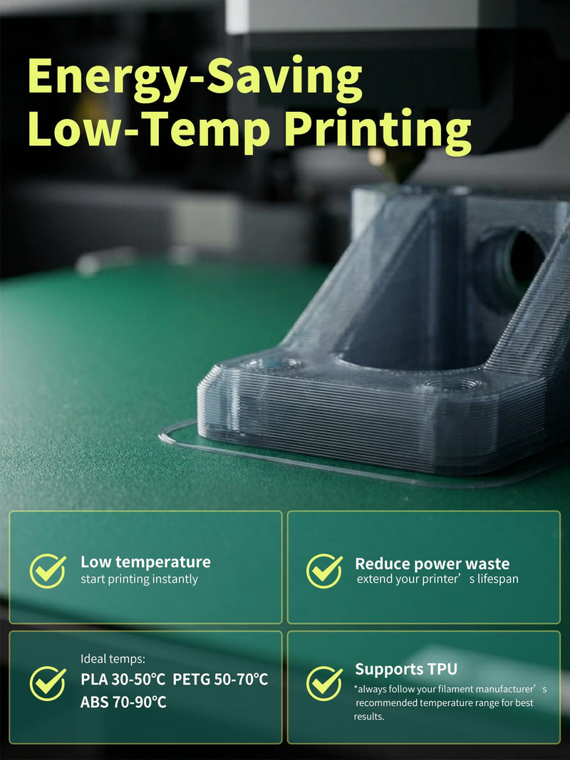 Upgraded K2 Cold Build Plate, 270x293mm Double Sided Magnetic Flexible Spring Steel Printing Cool Plate Low Temperature 3D Printer Bed Removable Surface Platform 270x293 green cold plate
