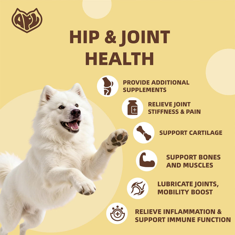 APL Dog Hip and Joint Supplement, Glucosamine Chondroitin MSM with Omega 3, Green Lipped Mussel Joint Support for Mobility and Pain Relief, Beef Flavor Soft Chews, 300 Count