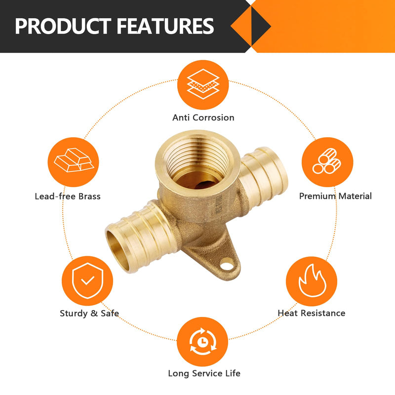 10PC HeSun 3/4"PEX x 3/4"PEX x 1/2"Female NPT Drop Ear Tee(PEX1807175-10) 3/4" X 3/4" X 1/2" 10 PACK