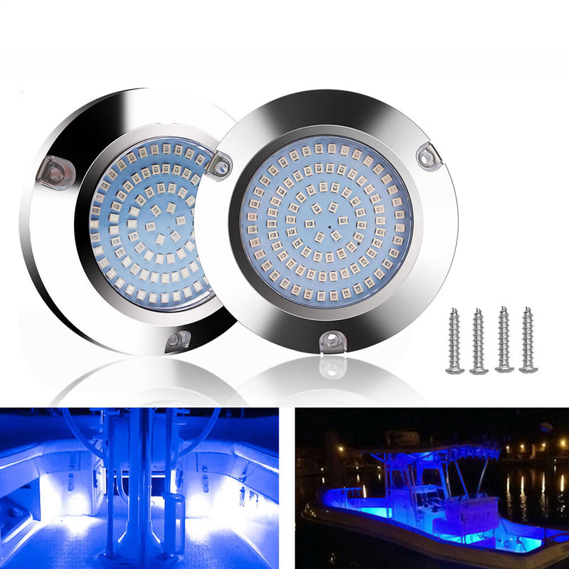 90led Underwater Boat Lights Marine Fishing LED,Waterproof, 2pcs White | Stainless Steel IP68 Waterproof,for Navigation Deck Courtesy Night Fishing Cruise Ships Yachts Boats Sailboat Pontoon Transom 2pcs 90led, white