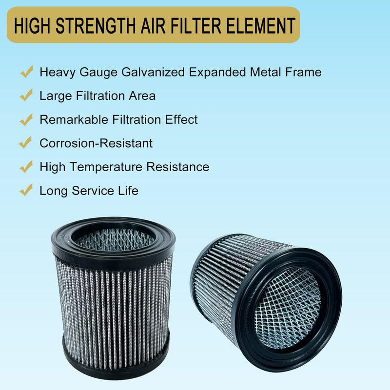 2 Pcs 2023400852 Air Filter Compatible with Quincy Air Compressor 2023-4008-52 2023400859 S1027 P05051A 51291, High-Efficiency Pleated Air Filter Element Replacement Part