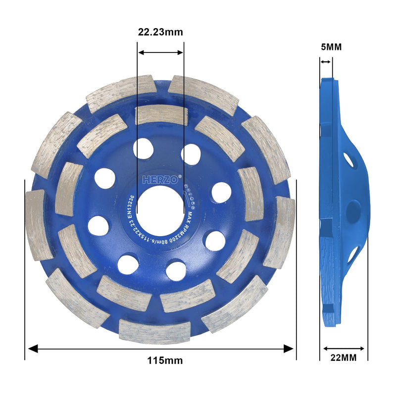HERZO Diamond Concrete Grinding Wheel 4 1/2 inch,Angle Grinder Segment Wheels Cup for Polishing and Cleaning Stone Concrete Surface, Cement, Marble, Rock, Granite, and Thinset Removing 115mm