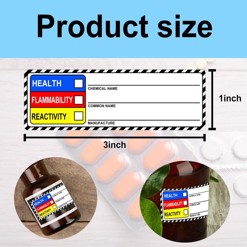 SDS Stickers/MSDS Stickers for Chemical Safety Data 1 X 3 Inches Chemical Identifying and Marking Sticker Decals HIMG NFPA Label 500 Pcs (Pack of 2) 1 x 3 inch (Pack of 2)