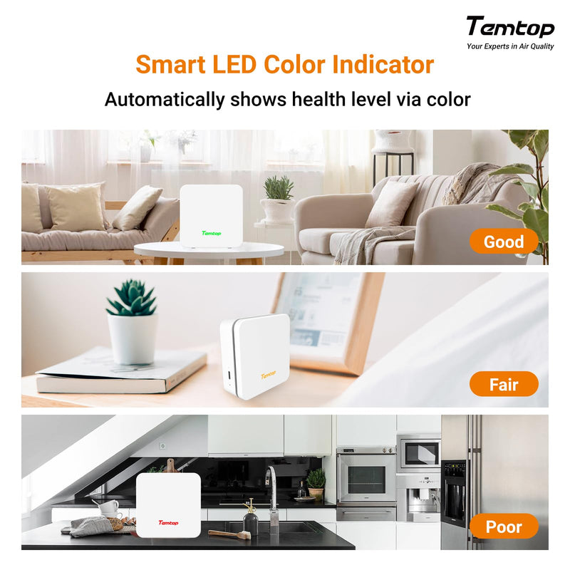 Temtop P1 Air Quality Monitor, PM2.5/PM10/Temperature/Humidity Sensor with Bluetooth App, AQI Tracking & Portable Design for Home, Office, Car, and Travel Use P1 (PM2.5, PM10, AQI)