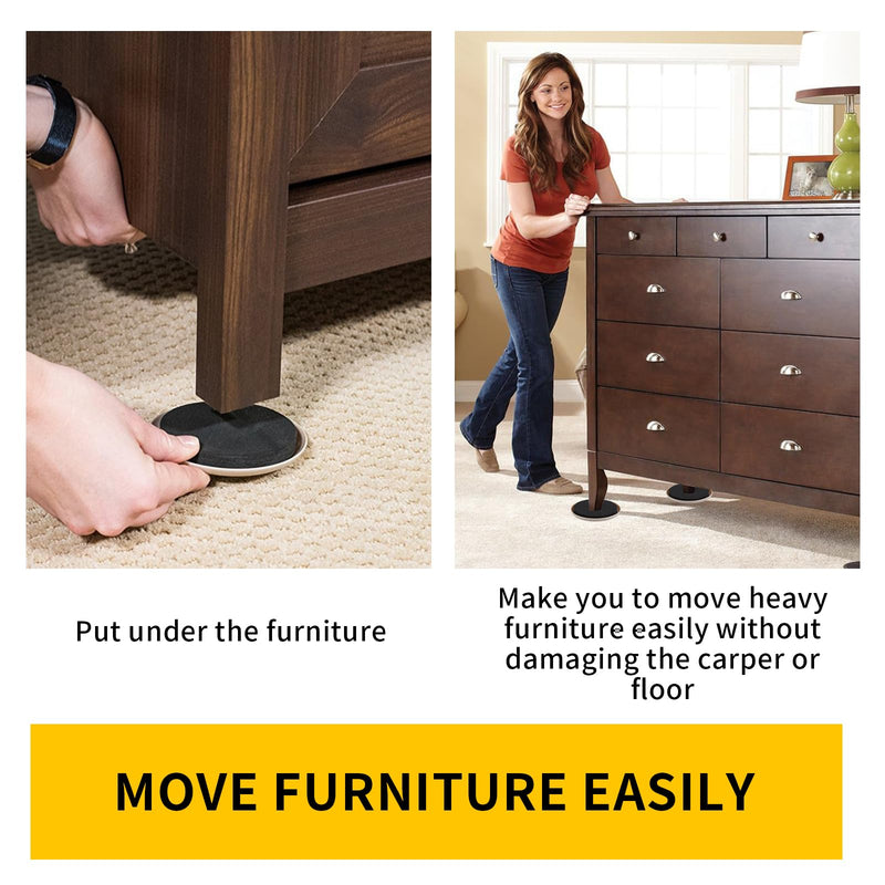 Furniture Sliders for Carpet, new space 8 Pcs 5" Round Sliders for Moving Furniture, Heavy-Duty Furniture Moving Sliders - Reusable Furniture Sliders, Move Your Furniture Quickly, Easily and Safe! 5 inch