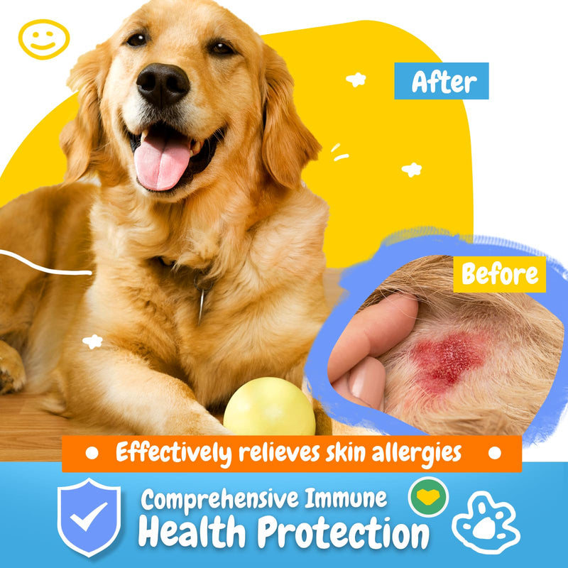 PENPEN Dog Allergy Relief Chews, Dog Itching Skin Relief, Omega 3 for Dogs Itch Supplement, Relieve Seasonal Allergy, Provide Immune Support (Peanut Butter Chews, 180ct) 180 Chews